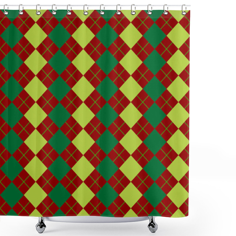 Personality  Sweater Texture Mixed Green And Red Shower Curtains