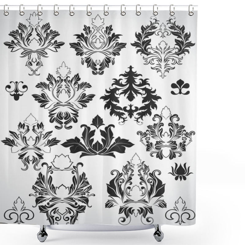 Personality  Set Of Elegance Damask Floral Designs Shower Curtains