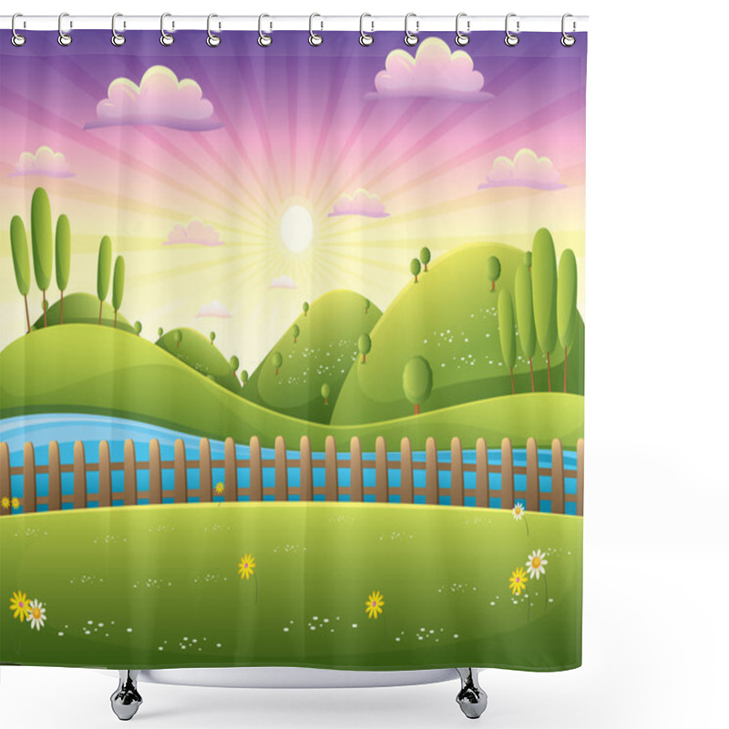 Personality  Landscape Vector Illustration Shower Curtains