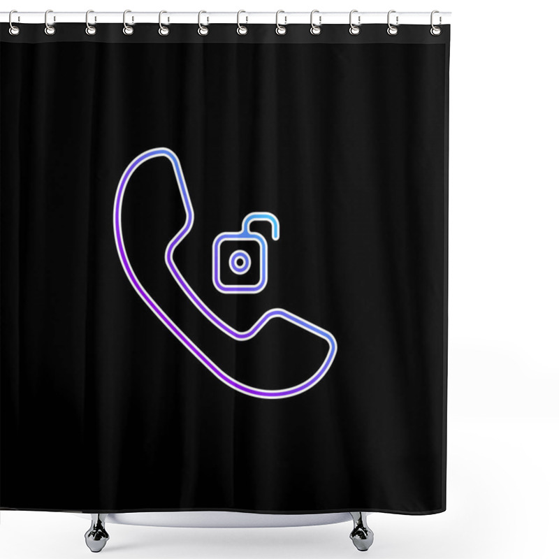 Personality  Auricular Phone Unlocked Blue Gradient Vector Icon Shower Curtains