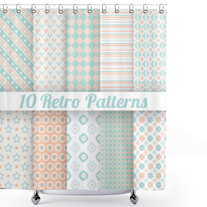 Personality  Pastel Retro Different Vector Seamless Patterns Shower Curtains