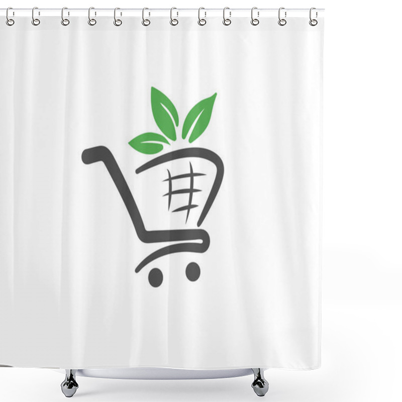 Personality  Organic Shopping Cart Logo Design Inspiration Shower Curtains