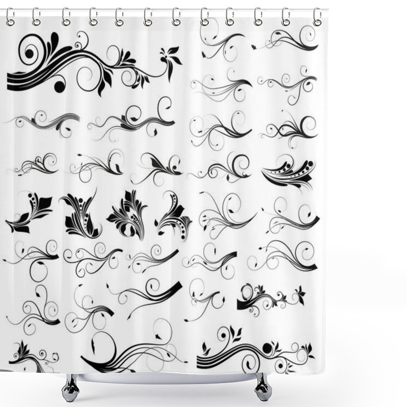 Personality  Floral And Swirls Vectors Shower Curtains