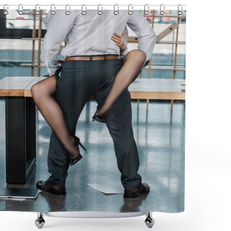 Personality  Partial View Of Passionate Businessman And Businesswoman At Workplace In Office Shower Curtains