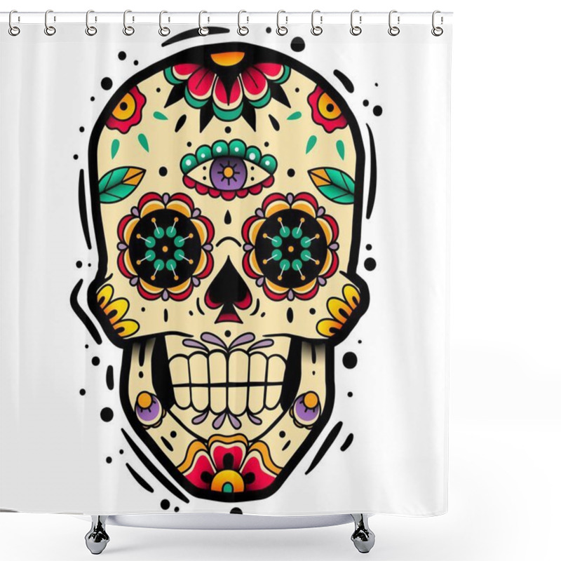 Personality  Traditional Mexican Sugar Skull Shower Curtains