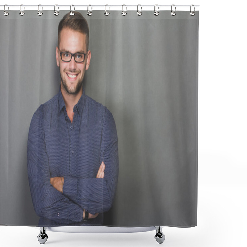 Personality  Portrait Of A Smart Young Man Shower Curtains