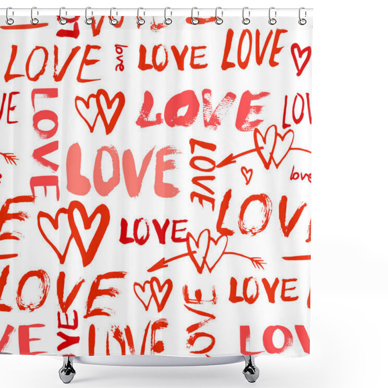 Personality  Pattern With Hand Painted Words Love Shower Curtains