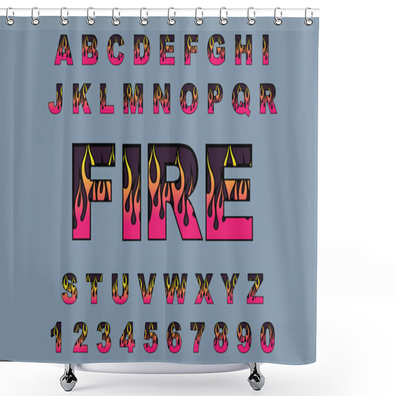 Personality  Fire Flame Burning Fonts. Shower Curtains