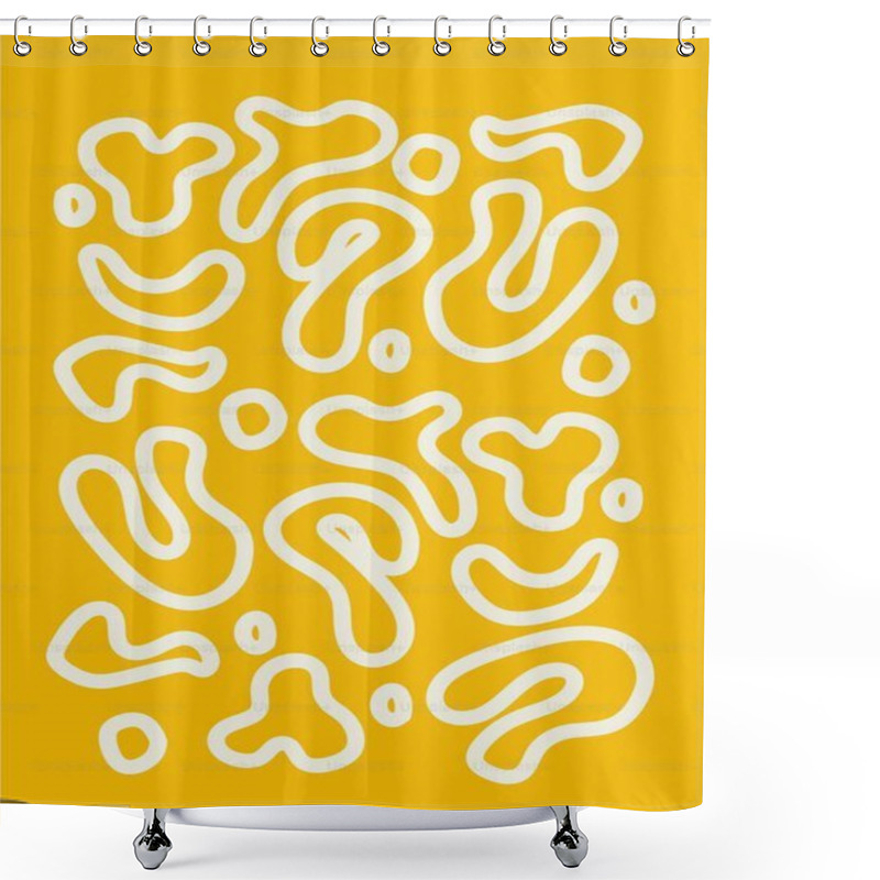 Personality  Abstract White Shapes On A Vibrant Yellow Background. Shower Curtains