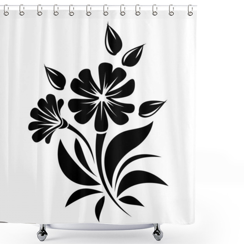 Personality  Black Silhouette Of Flowers. Vector Illustration. Shower Curtains