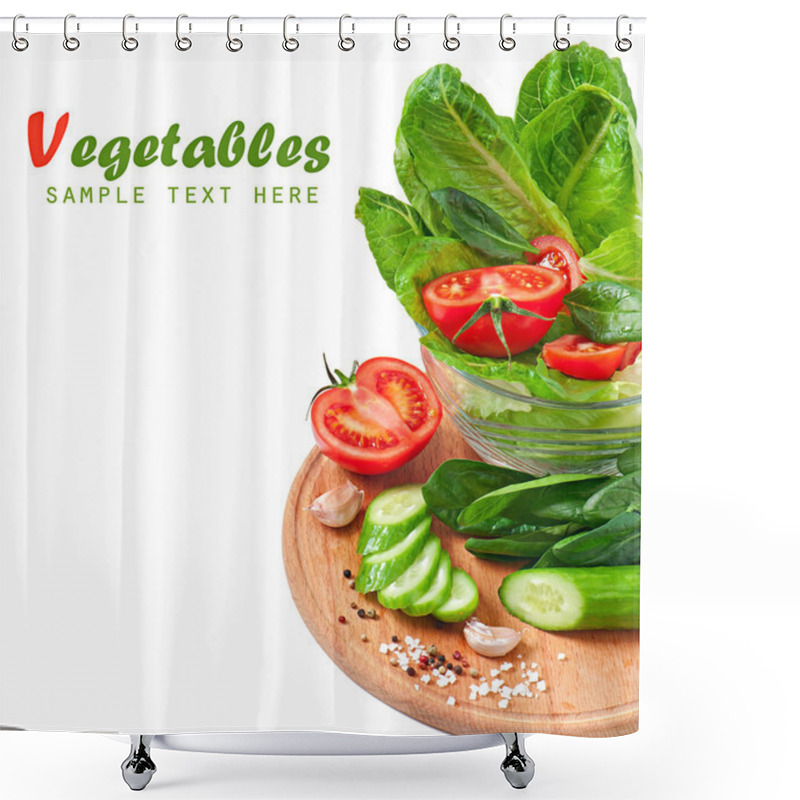 Personality  Fresh Vegetables On The White With Space For Text Shower Curtains