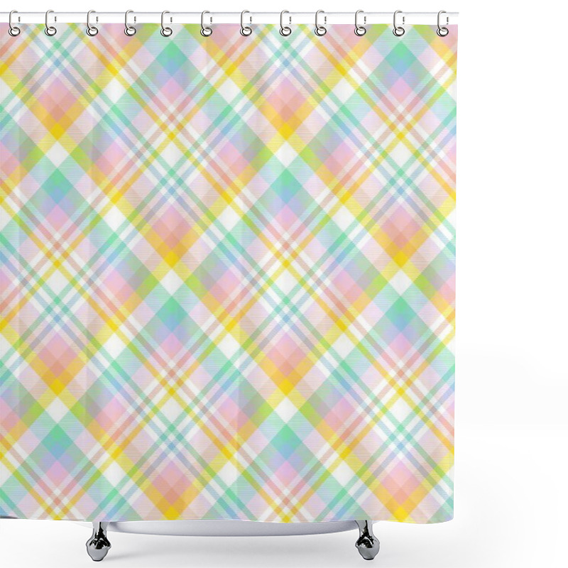 Personality  Rainbow Pastel Diagonal Plaid Tartan Textured Seamless Pattern Design Suitable For Fashion Textiles And Graphics Shower Curtains