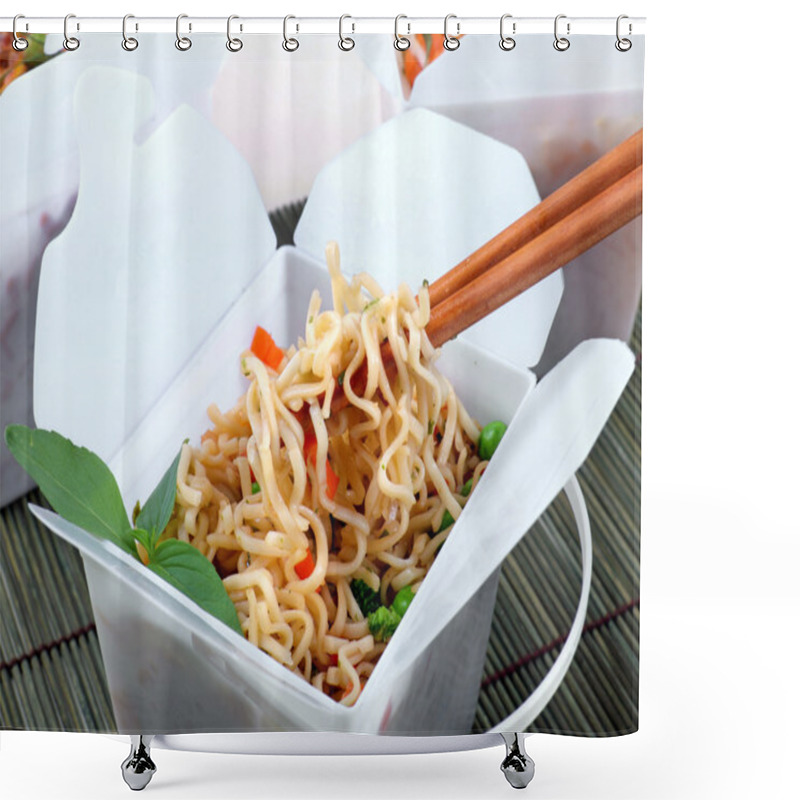 Personality  Take Out Chinese Noodles Shower Curtains