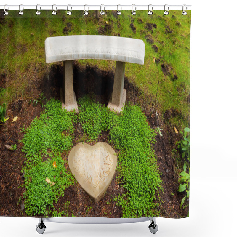 Personality  Heart Stone Bench Shower Curtains