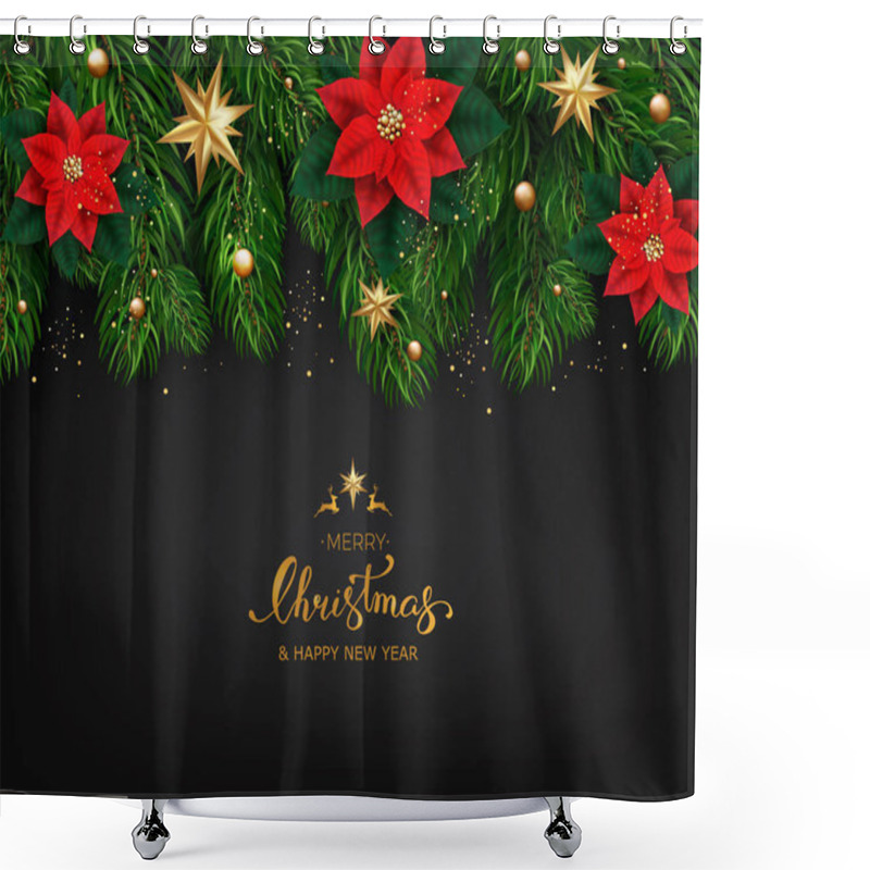 Personality  Holidays Background With Season Wishes And Border Of Realistic  Shower Curtains