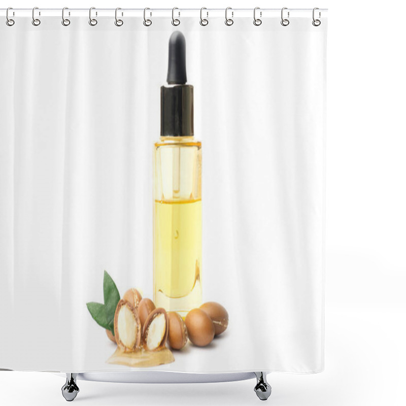 Personality  ARGAN SEEDS Isolated On A White Background. Argan Oil And Argan Nuts Concept Shower Curtains