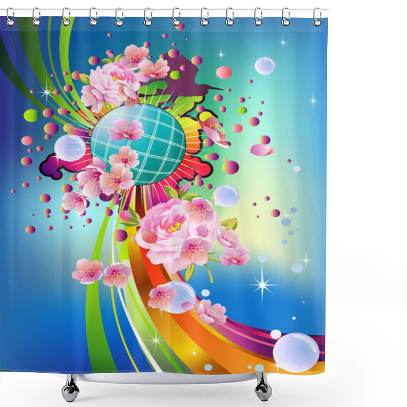 Personality  Flowers And Globe Shower Curtains