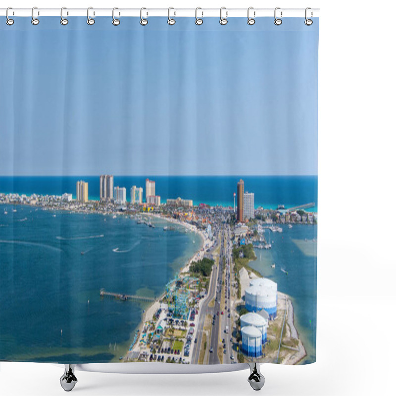 Personality  Aerial View Of Pensacola Beach, Florida On Memorial Day Weekend 2023 Shower Curtains