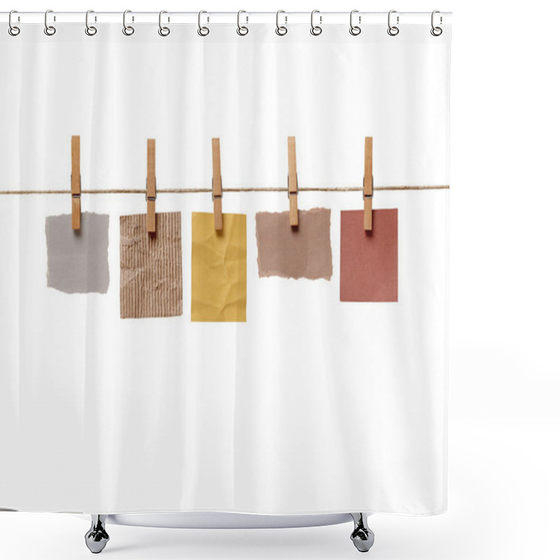 Personality  Clothes Peg And Note Paper On Clothes Line Rope Shower Curtains