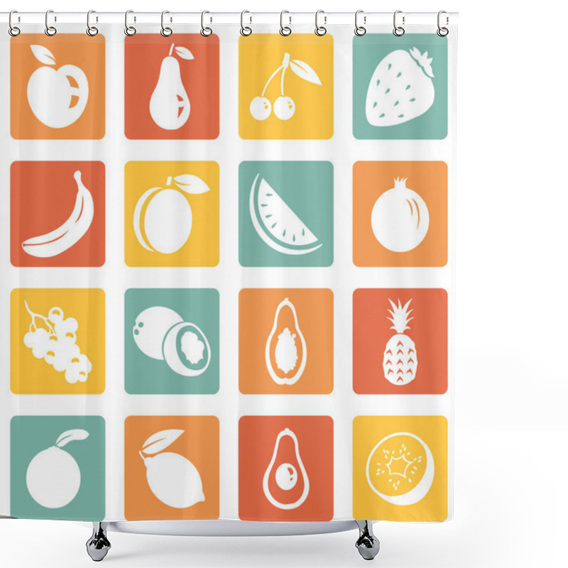 Personality  Set Of Fruit Icons Shower Curtains