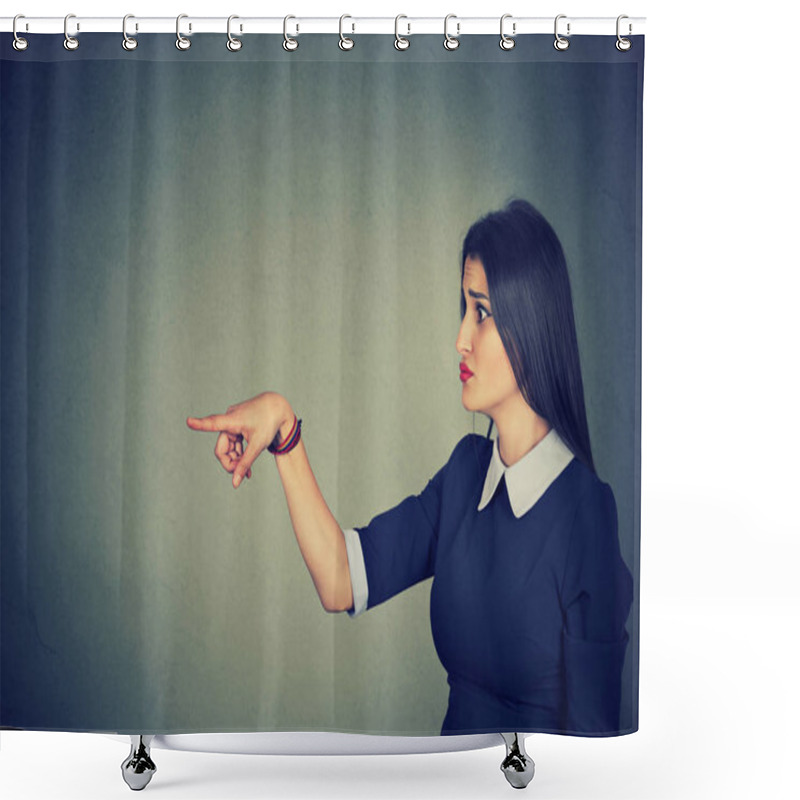 Personality  Displeased Woman Pointing Finger At Someone  Shower Curtains