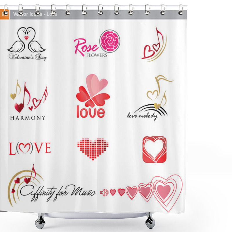 Personality  Vector Icons: Love Shower Curtains