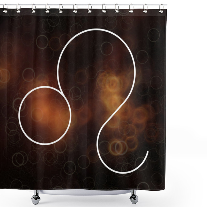 Personality  Zodiac Sign - Leo. White Thin Line Astrological Symbols On Blurry Colorful Abstract Background. Shower Curtains