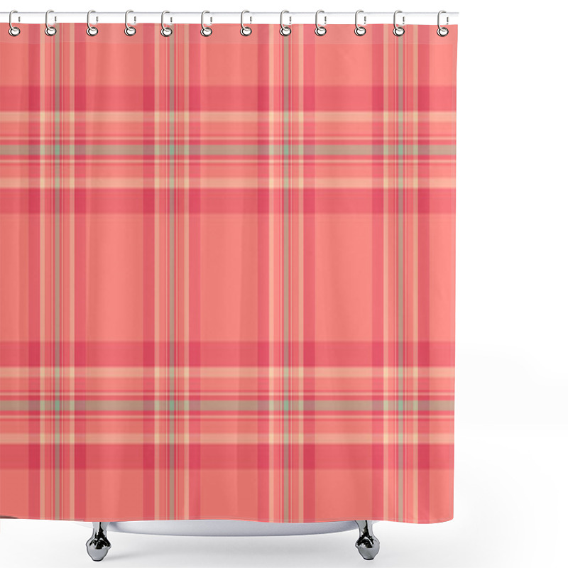 Personality  Stylish Coral And Peach Plaid Pattern. Perfect For Textile Design, Website Backgrounds, Or Scrapbooking.  The Soft Color Palette Creates A Gentle, Calming Aesthetic. Shower Curtains