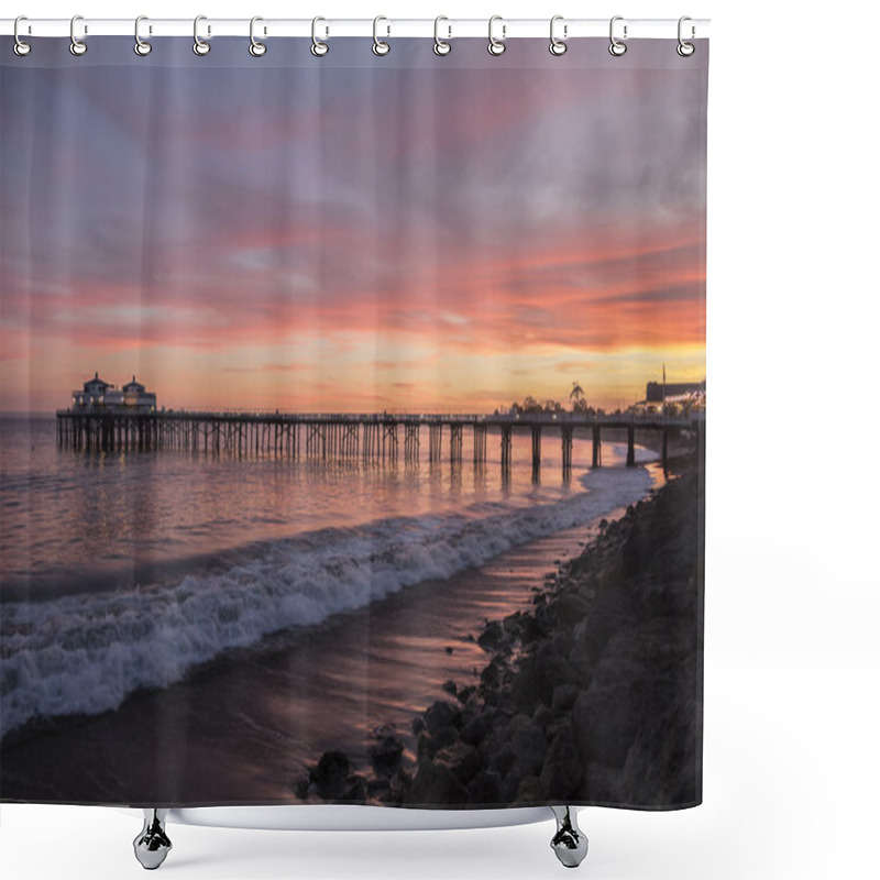 Personality  Malibu Pier California Sunset Shower Curtains