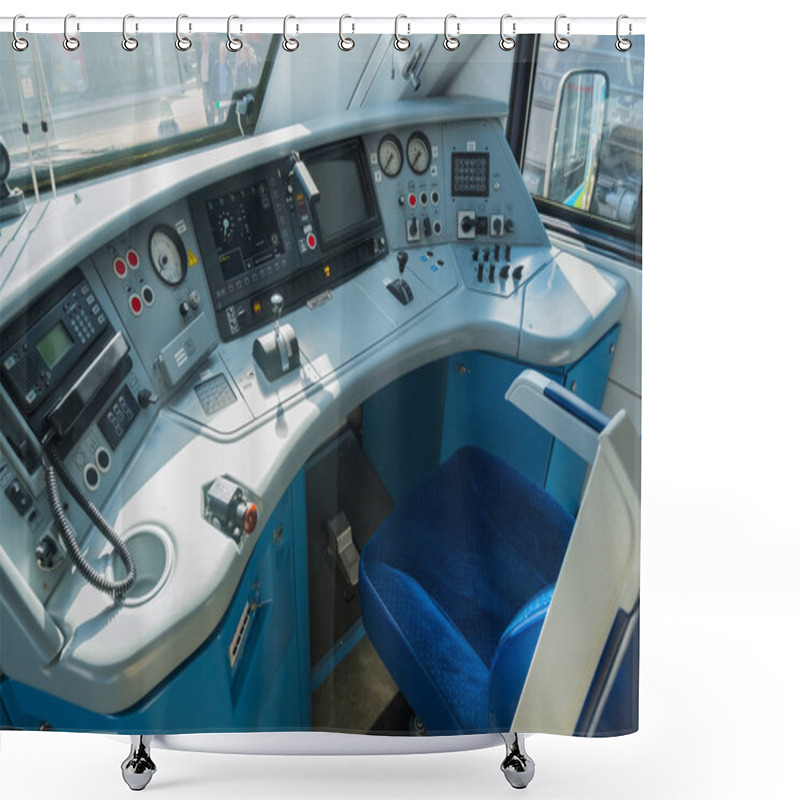 Personality  Interior Of A Train Operators Cab Shower Curtains