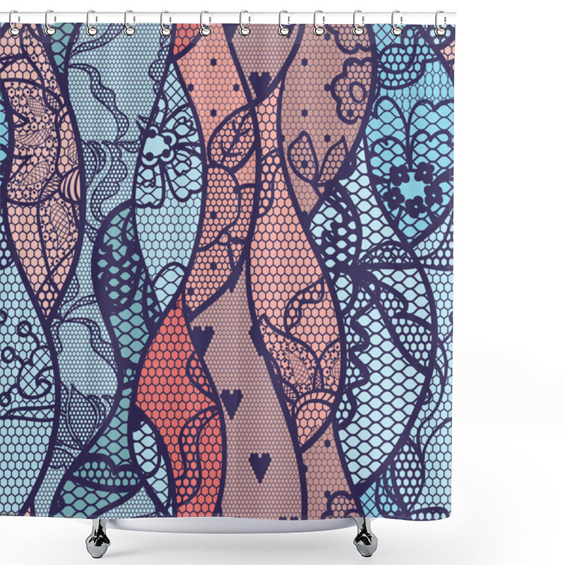 Personality  Lace Seamless Pattern With Flowers Shower Curtains