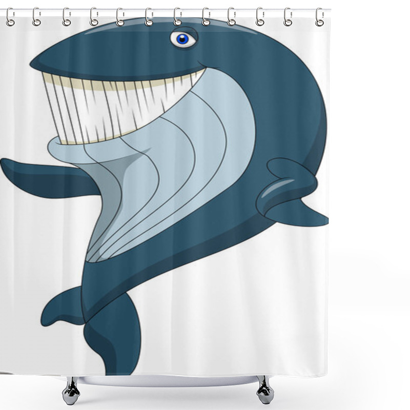 Personality  Cute Whale Cartoon Waving Shower Curtains