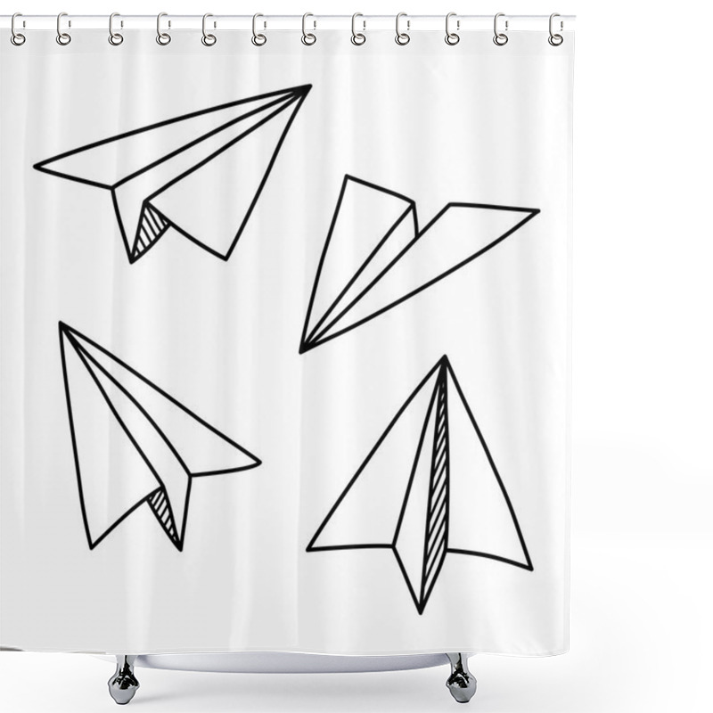 Personality  Paper Plane Doodles  Shower Curtains