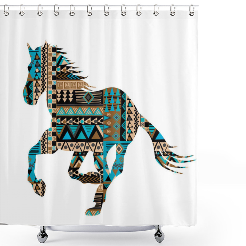 Personality  Ethnic Motifs Pattern Ornate Horse Silhouette Shower Curtains