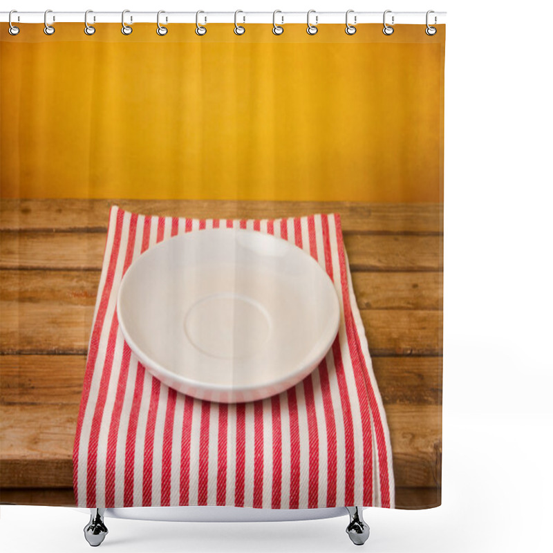 Personality  Empty Plate On Tablecloth Shower Curtains