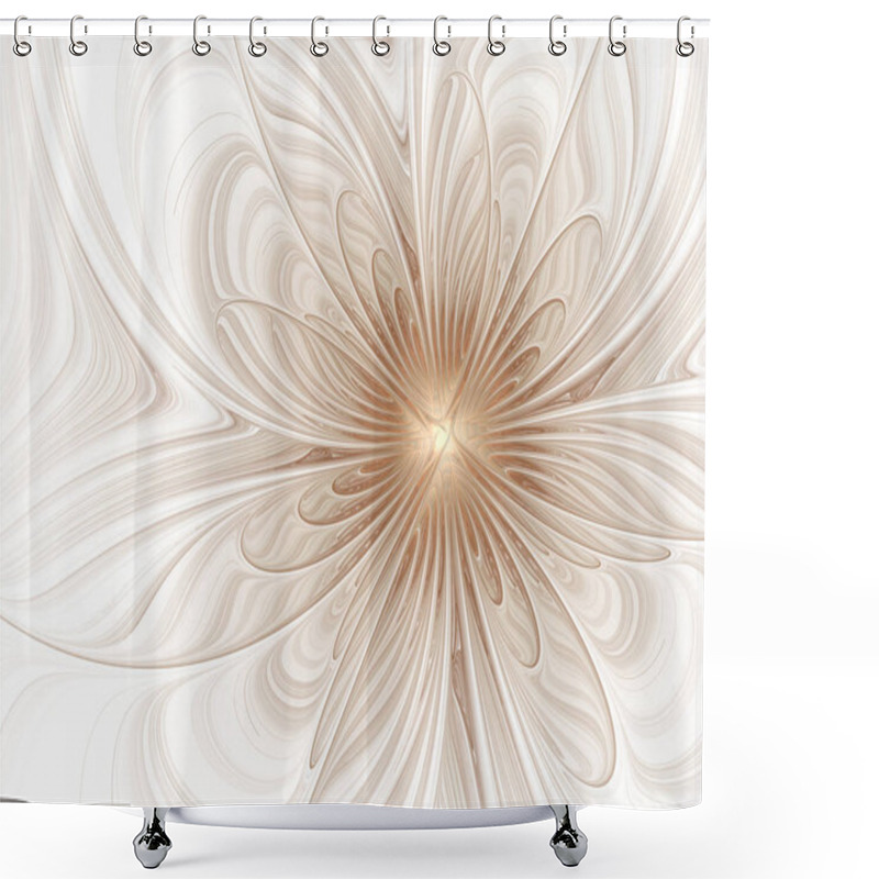 Personality  Abstract Fractal Beige Flower On A White Background Shower Curtains