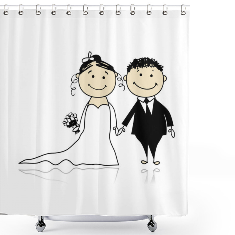 Personality  Wedding Ceremony - Bride And Groom Together For Your Design Shower Curtains