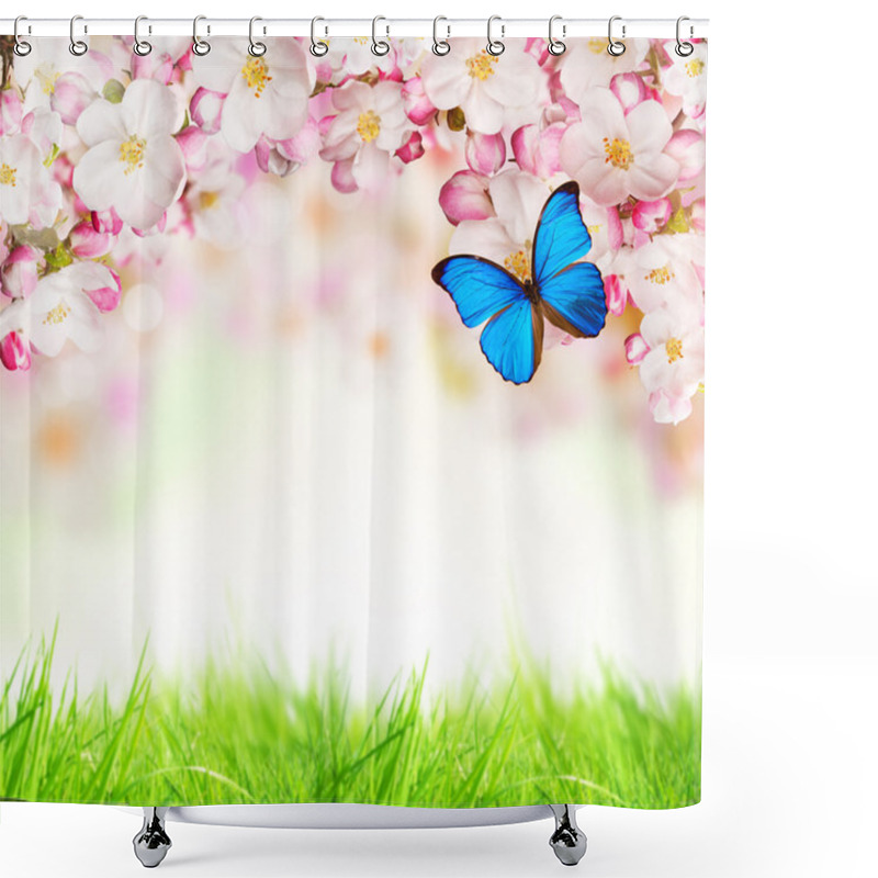 Personality  Spring Blossoms On White Background Shower Curtains