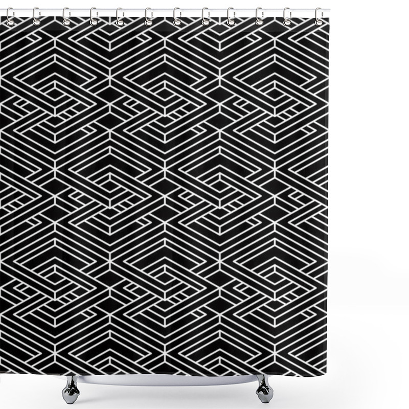 Personality  Endless Monochrome Symmetric Pattern Shower Curtains