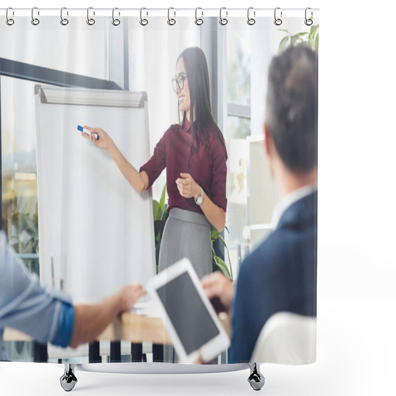 Personality  Businesswoman Giving Presentation Shower Curtains