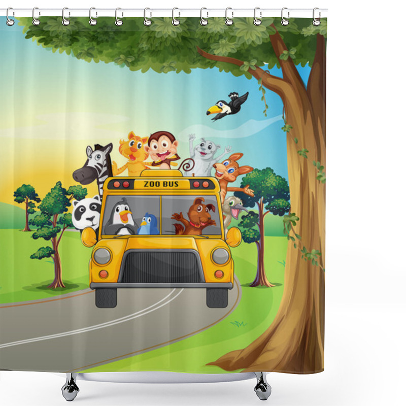 Personality  A Group Of Animals Travelling Shower Curtains