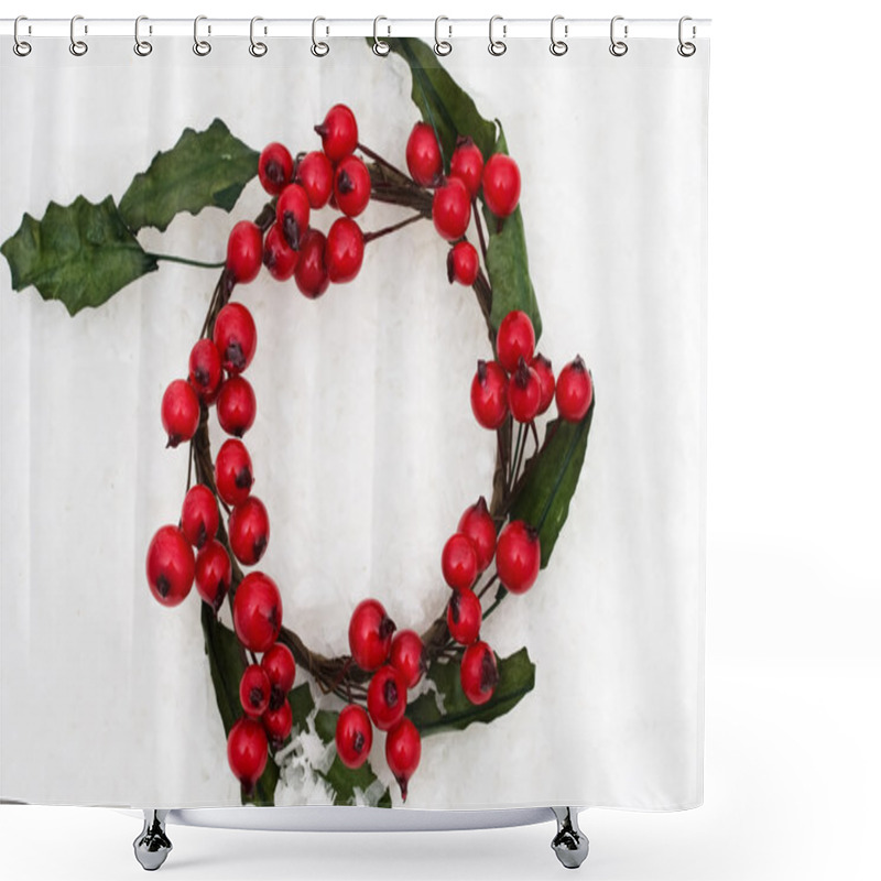 Personality  Holly Berry Wreath Shower Curtains