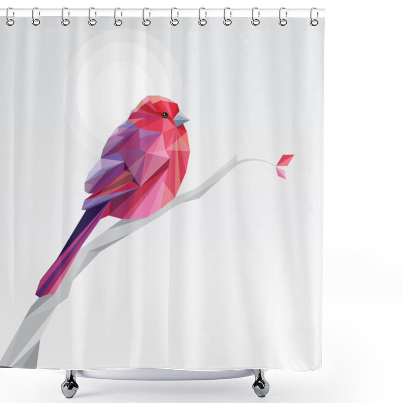 Personality  Bstract Magenta Triangular Geometric Bird Shower Curtains