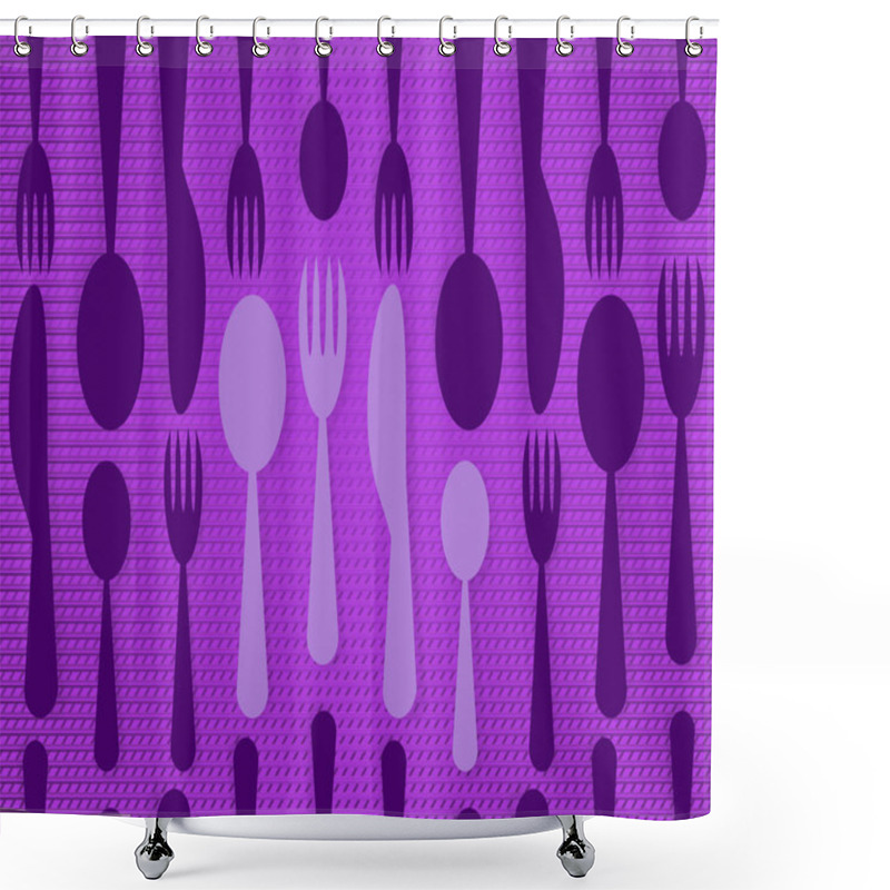 Personality  Set Of Silverware On Metal Surface Shower Curtains