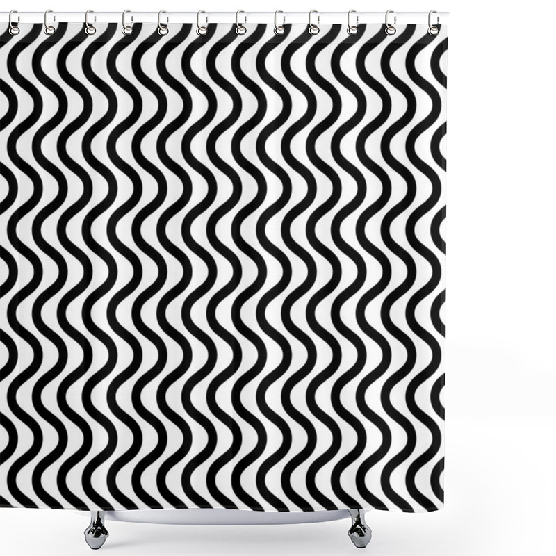 Personality  Wavy, Zigzag Vertical Lines In Parallel Fashion. Shower Curtains