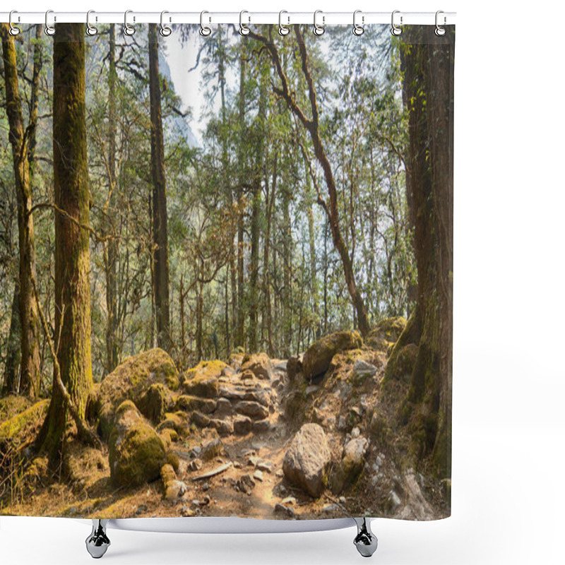 Personality  Hiking In Nepal Jungle Forest Shower Curtains