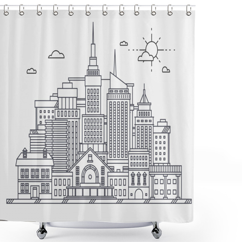 Personality  Business Center Of Big City Shower Curtains