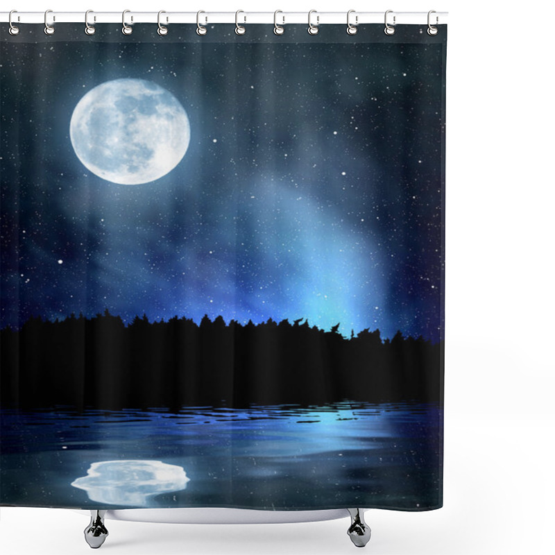 Personality  Night Sky With Stars And Moon Shower Curtains