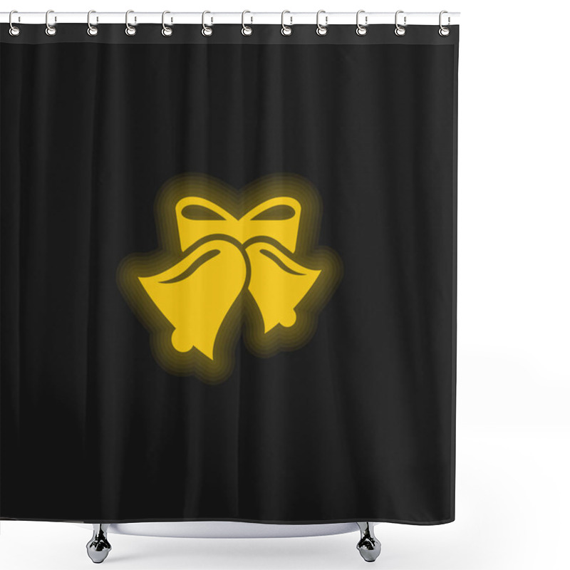 Personality  Bells Yellow Glowing Neon Icon Shower Curtains