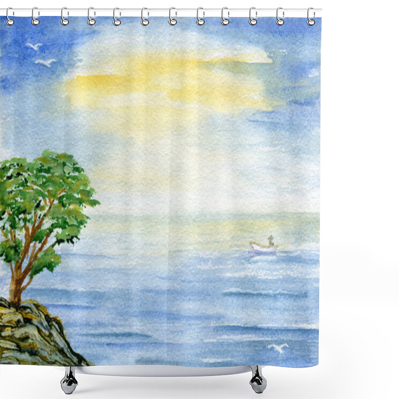 Personality  Tree Over Sea Shower Curtains